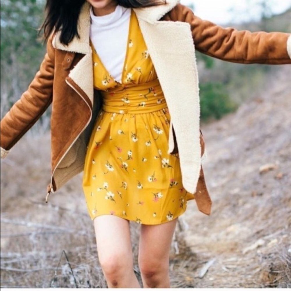 Urban Outfitters Mustard Yellow Floral Dress
